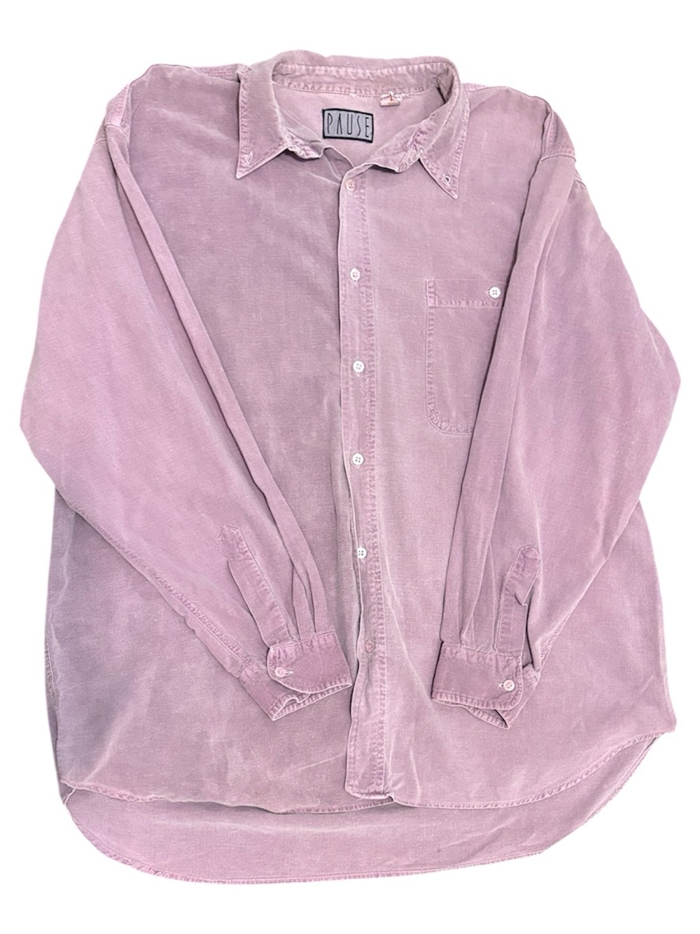 Vintage Y2K 90s PAUSE Men's Casual Button-Down Shirt in Dusty Lilac